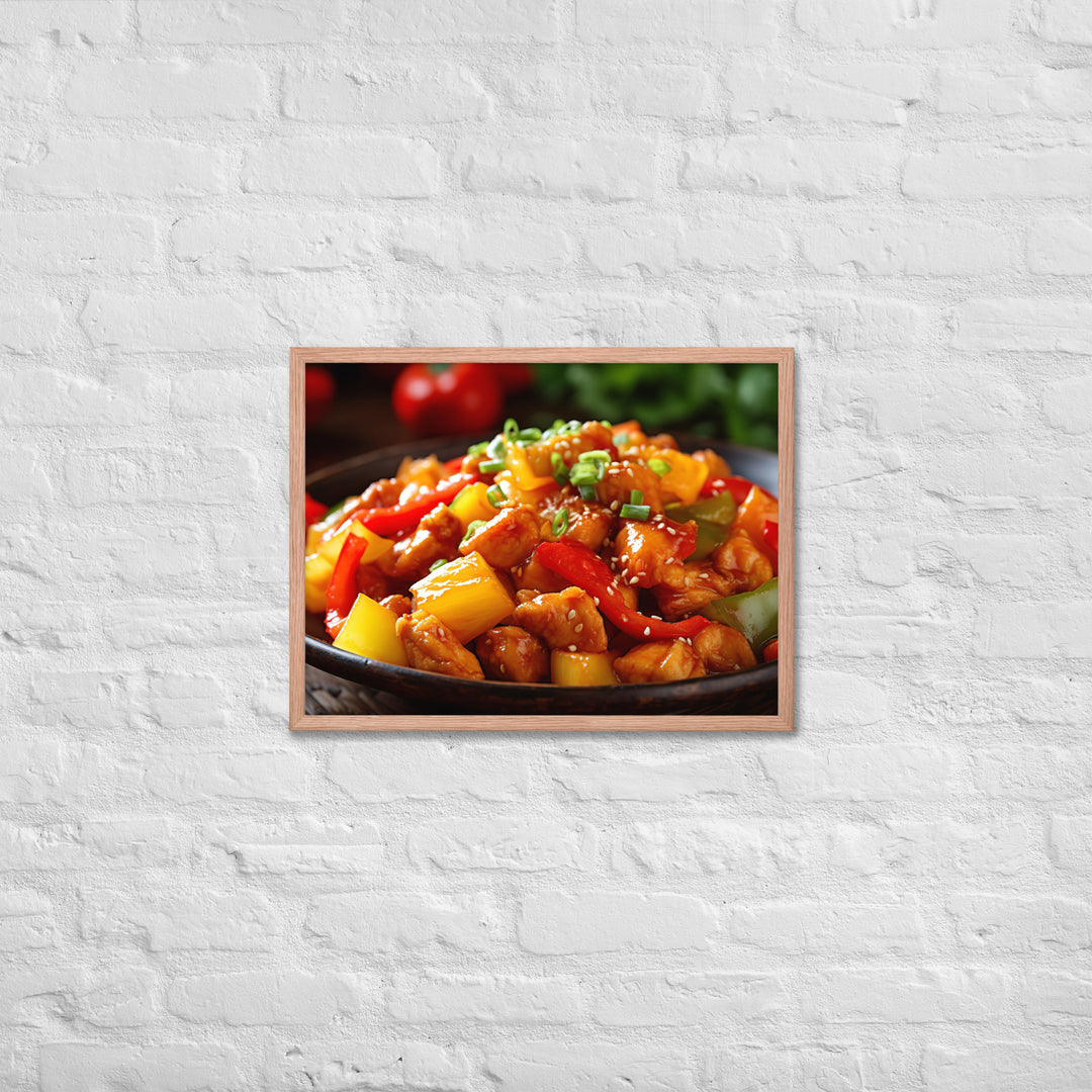 Sweet and sour chicken Framed poster 🤤 from Yumify.AI