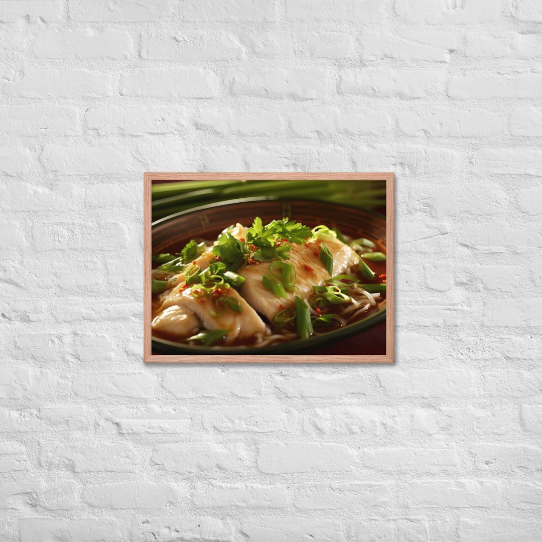 Steamed Fish with Ginger and Scallions Framed poster 🤤 from Yumify.AI