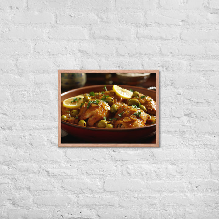 Moroccan Chicken with Preserved Lemons and Olives Framed poster 🤤 from Yumify.AI