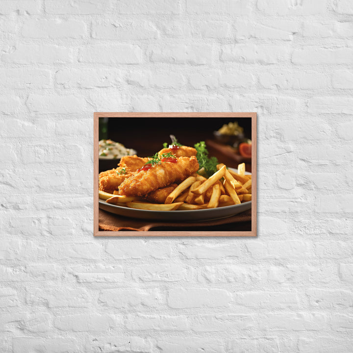 Barramundi Fish and Chips Framed poster 🤤 from Yumify.AI