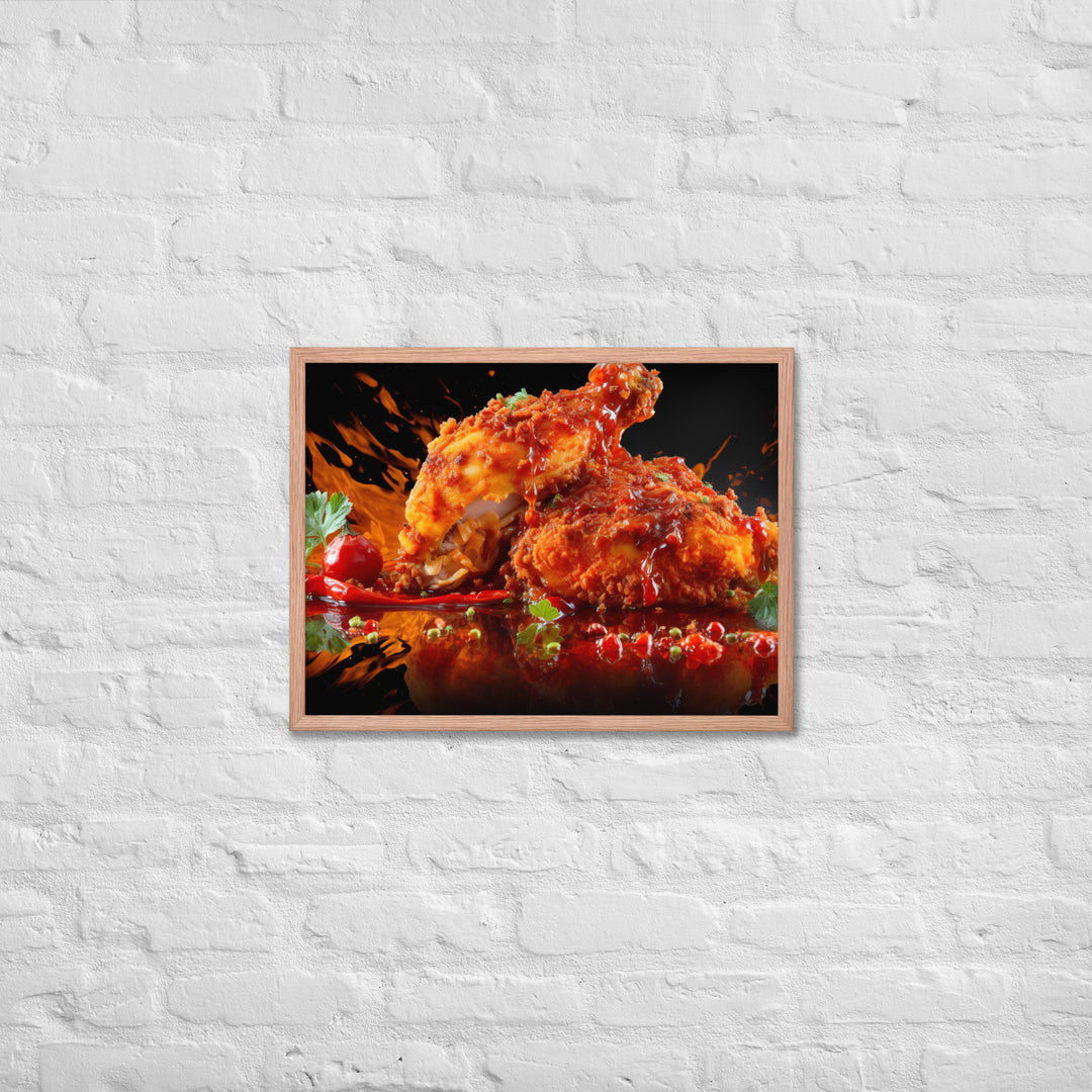 Spicy Fried Chicken Framed poster 🤤 from Yumify.AI