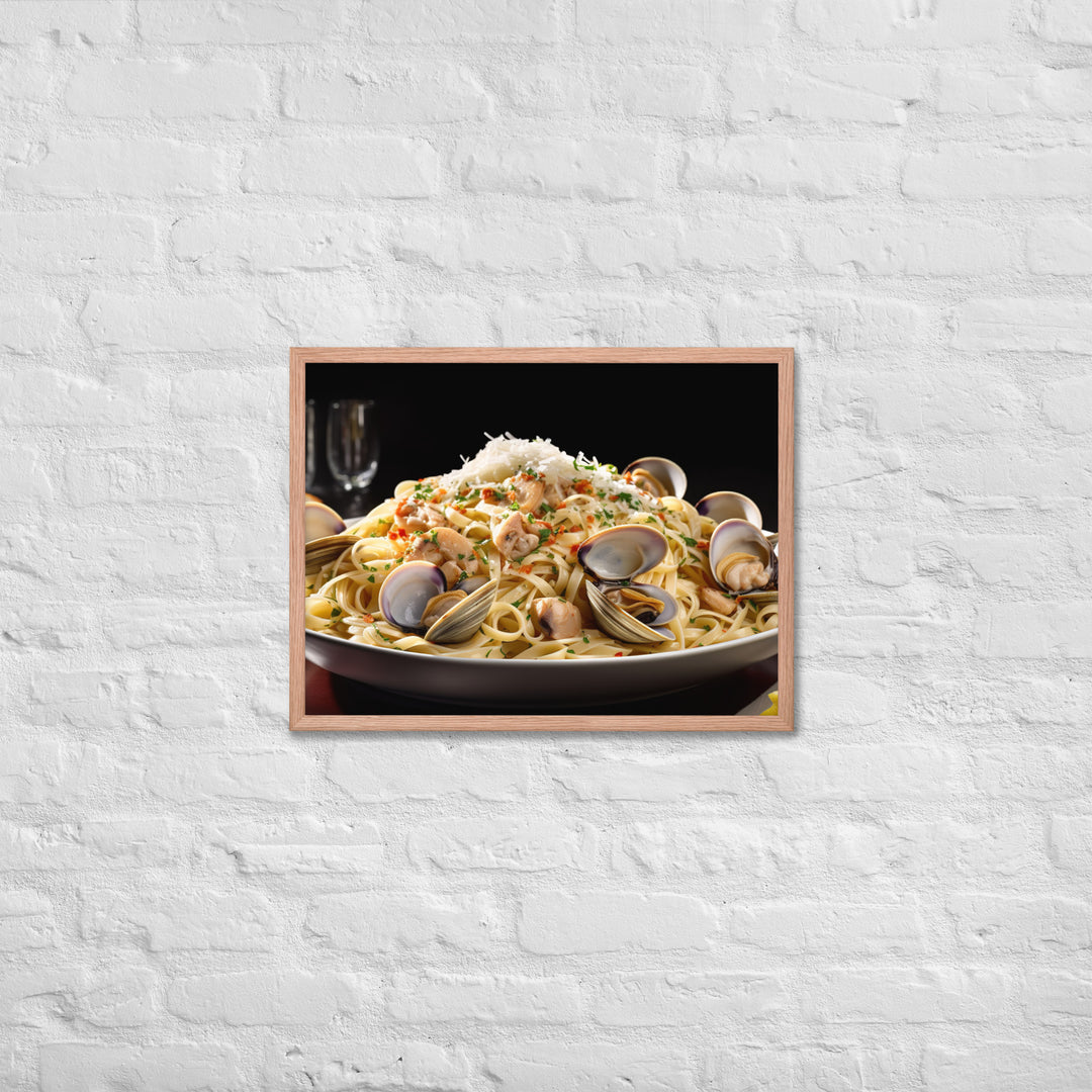 Linguine with Clam Sauce Framed poster 🤤 from Yumify.AI