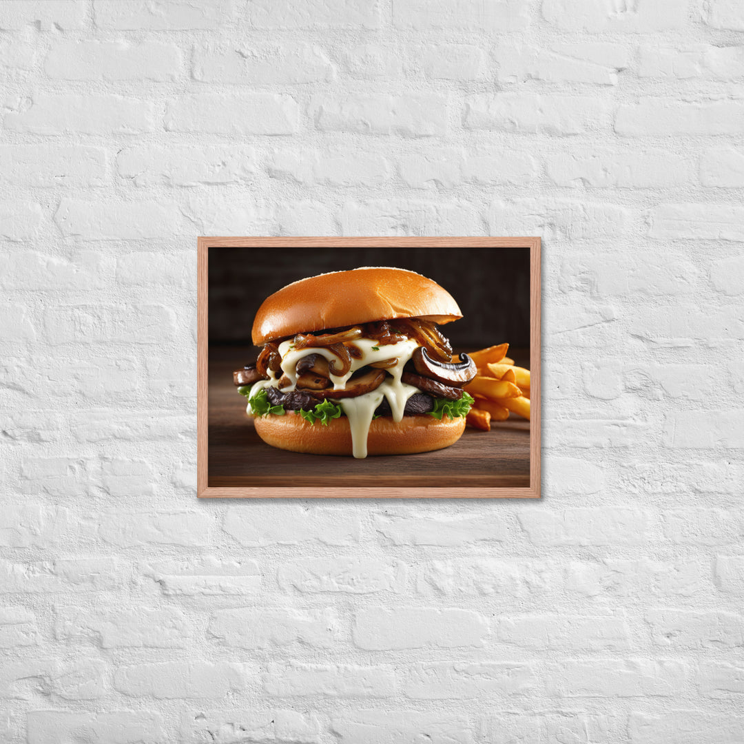 Mushroom Swiss Burger Framed poster 🤤 from Yumify.AI