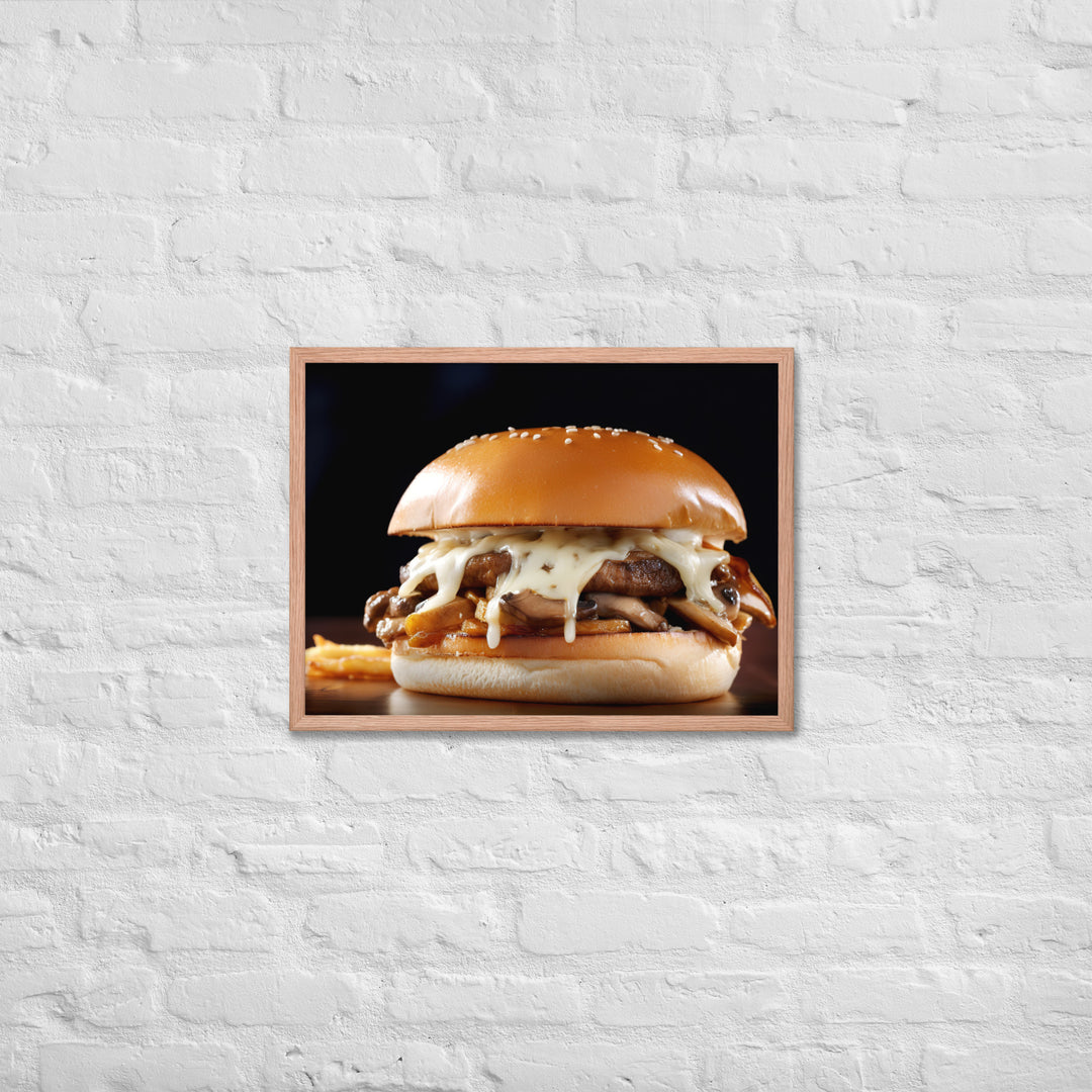 Mushroom Swiss Burger Framed poster 🤤 from Yumify.AI