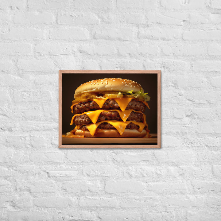 Double Cheese burger Framed poster 🤤 from Yumify.AI