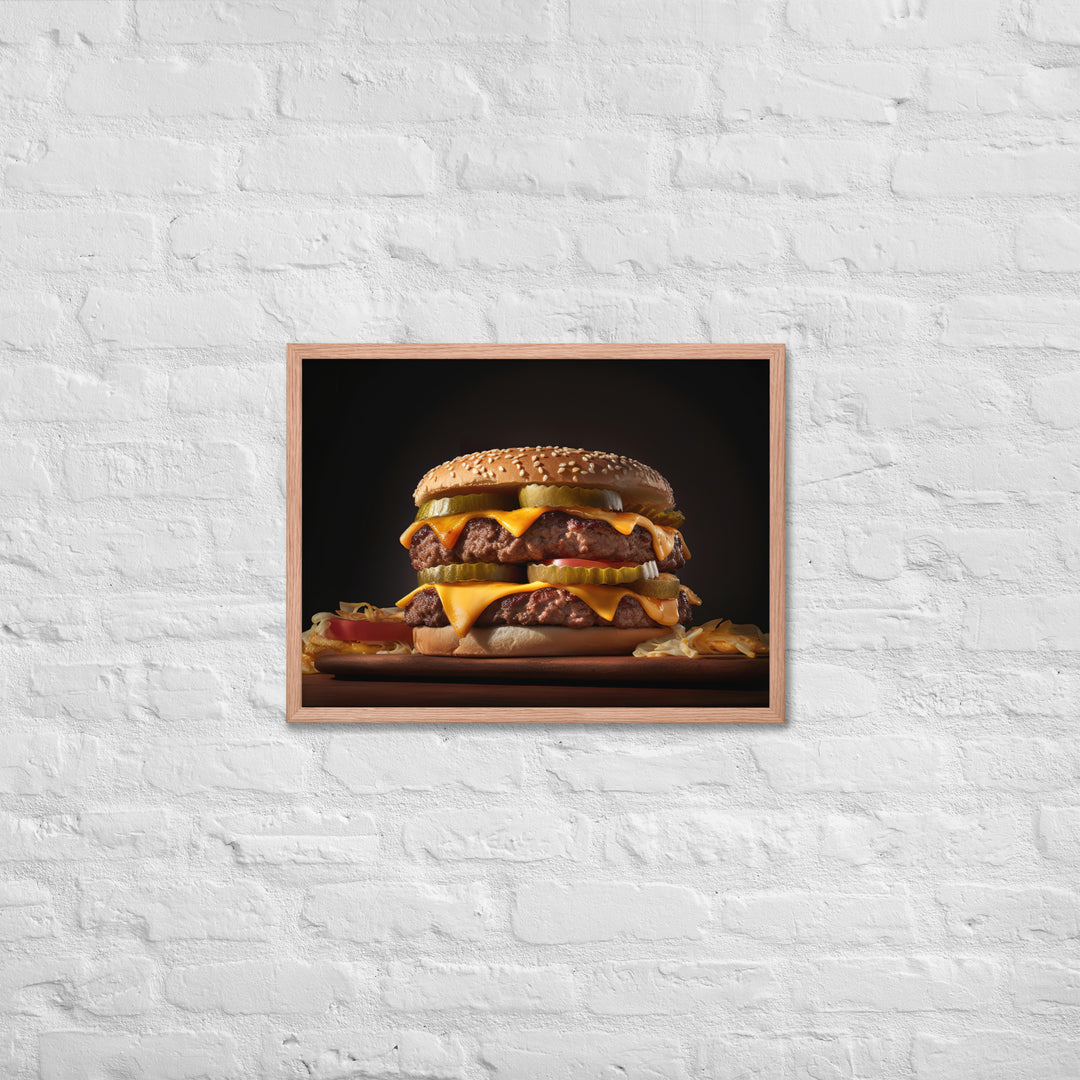 Double Cheese burger Framed poster 🤤 from Yumify.AI