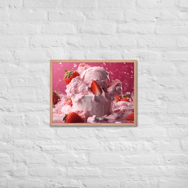 Strawberry Ice Cream Framed poster 🤤 from Yumify.AI