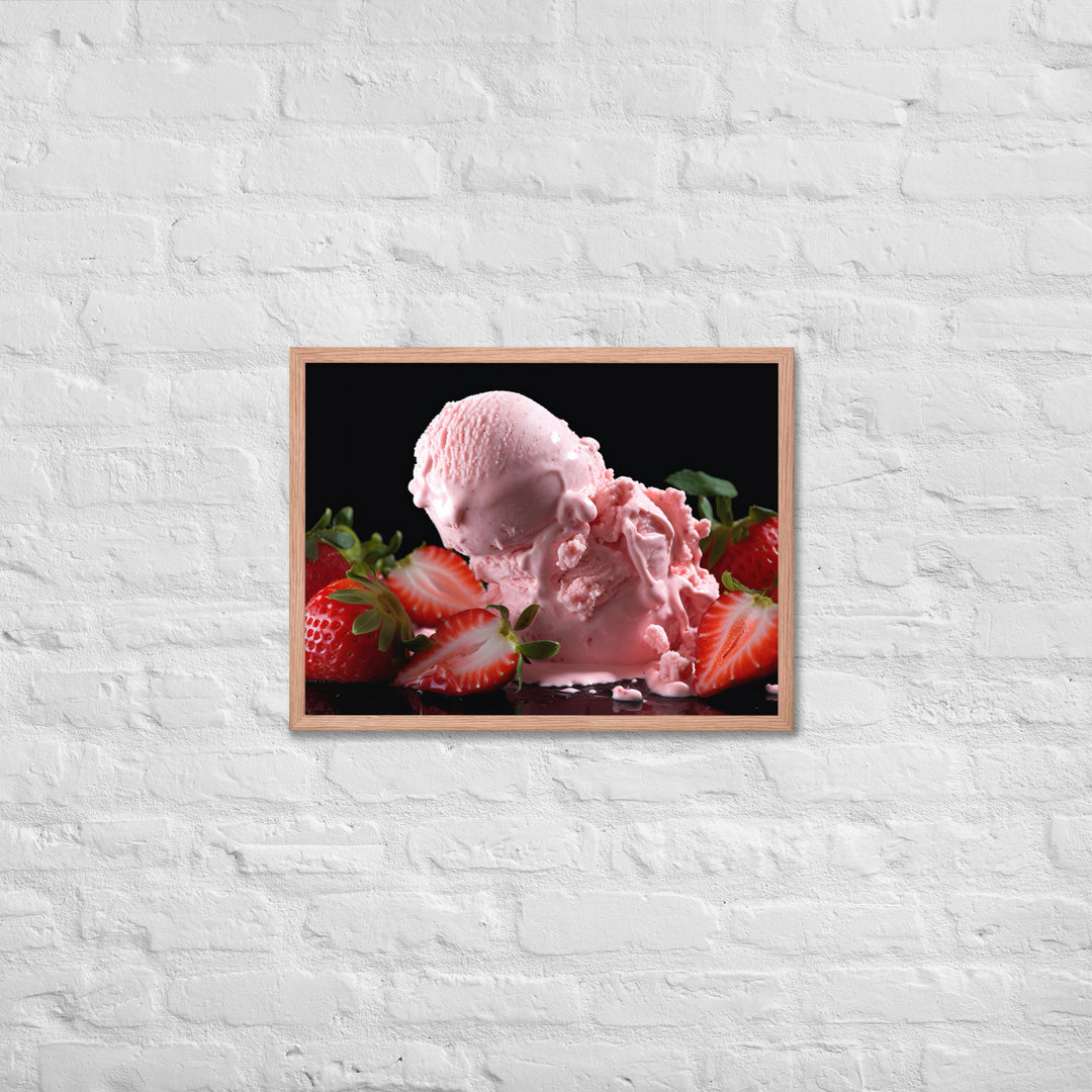 Strawberry Ice Cream Framed poster 🤤 from Yumify.AI