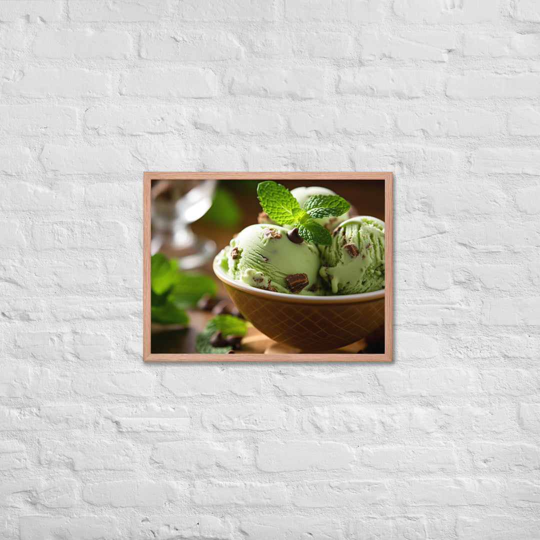 Mint Chocolate Chip Ice Cream Framed poster 🤤 from Yumify.AI