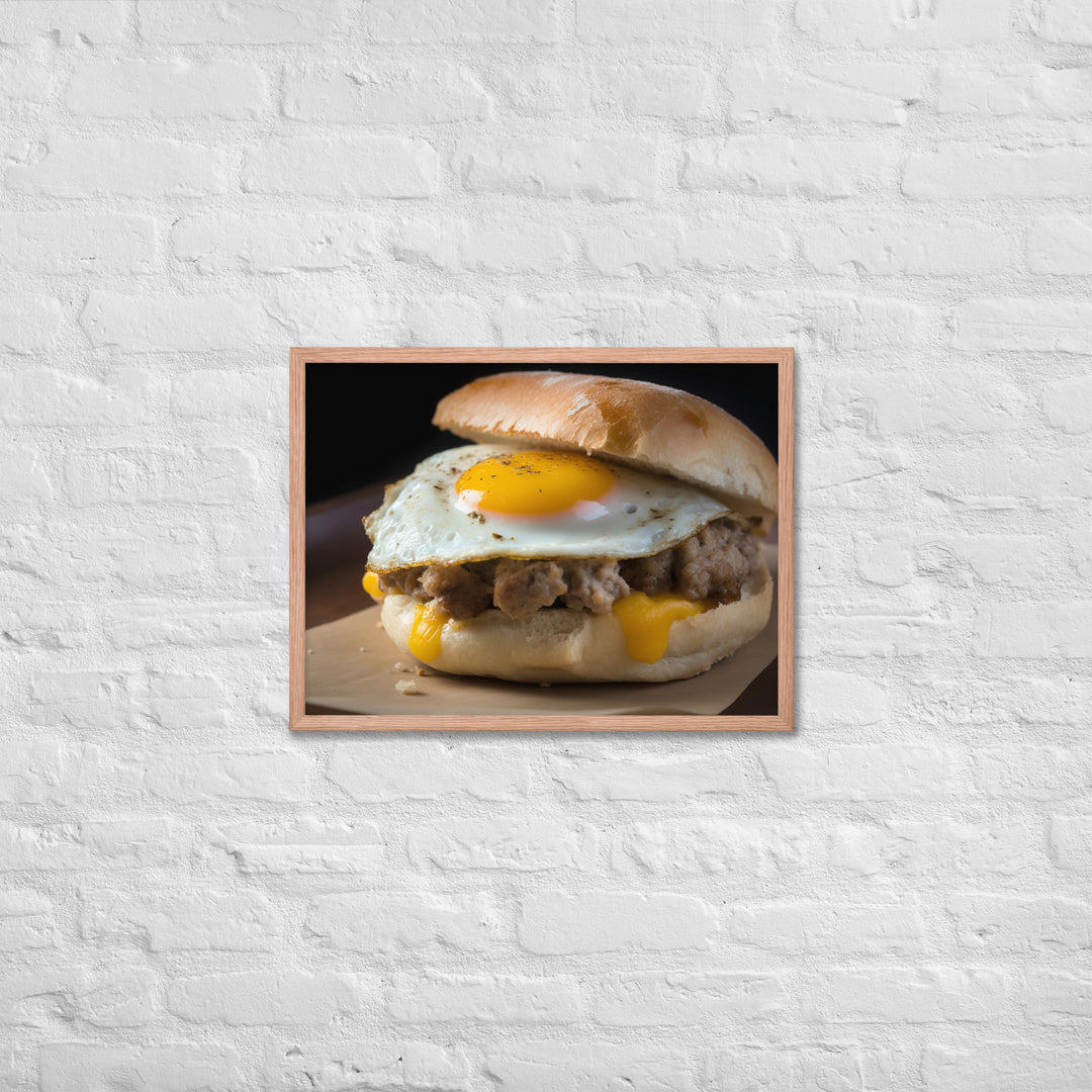 Sausage Breakfast Sandwich Framed poster 🤤 from Yumify.AI