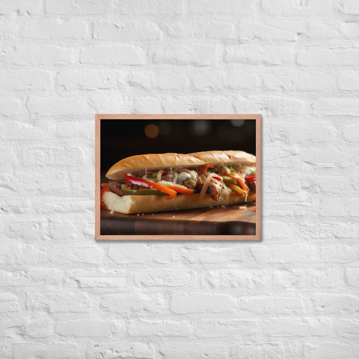 Sausage and peppers sandwich Framed poster 🤤 from Yumify.AI