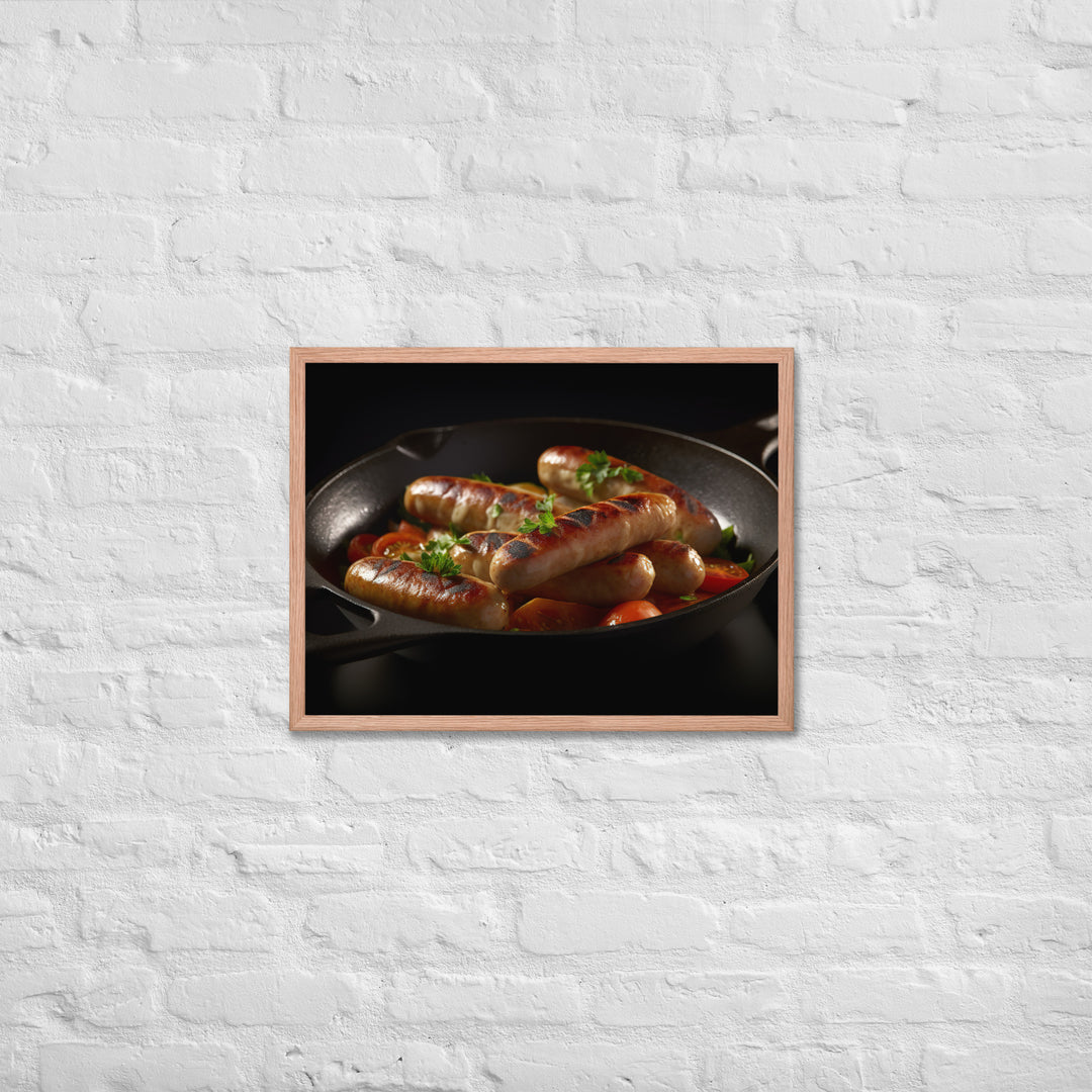 Pan Fried Sausage Framed poster 🤤 from Yumify.AI