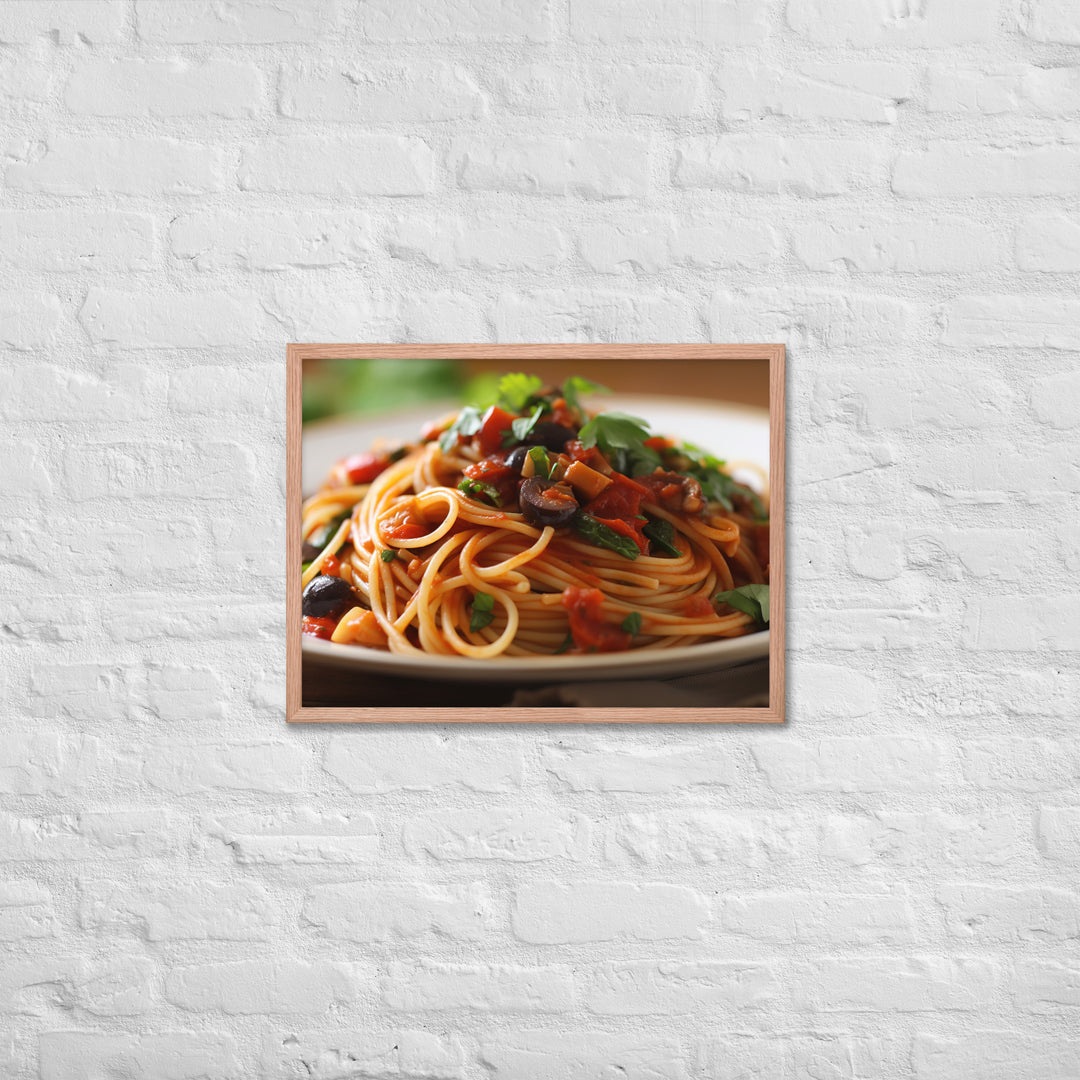 Vegan Spaghetti with Tomato Sauce Framed poster 🤤 from Yumify.AI