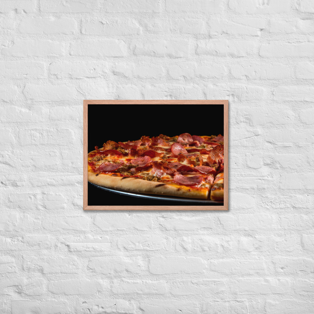 A Loaded Meat Pizza Framed poster 🤤 from Yumify.AI