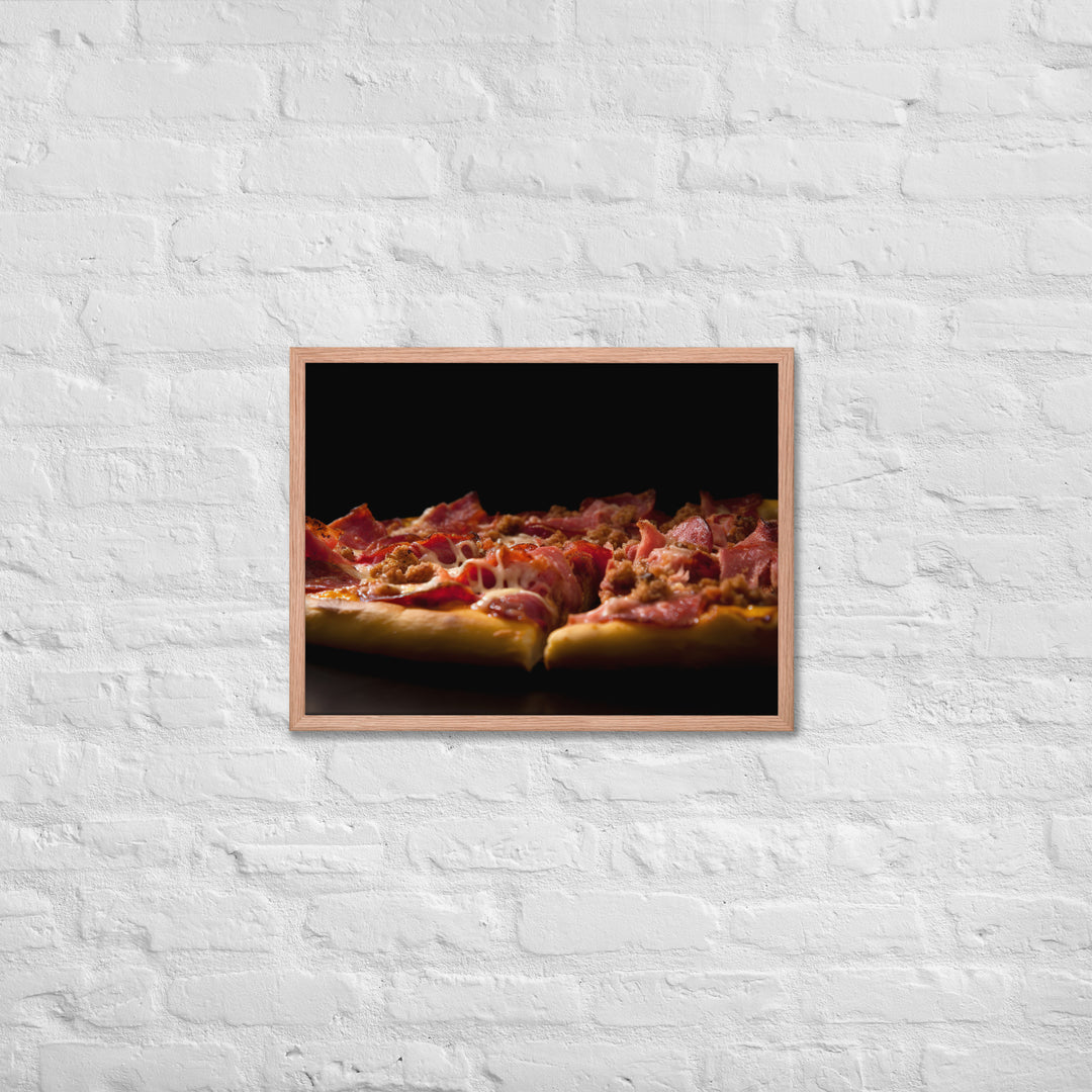 A Loaded Meat Pizza Framed poster 🤤 from Yumify.AI