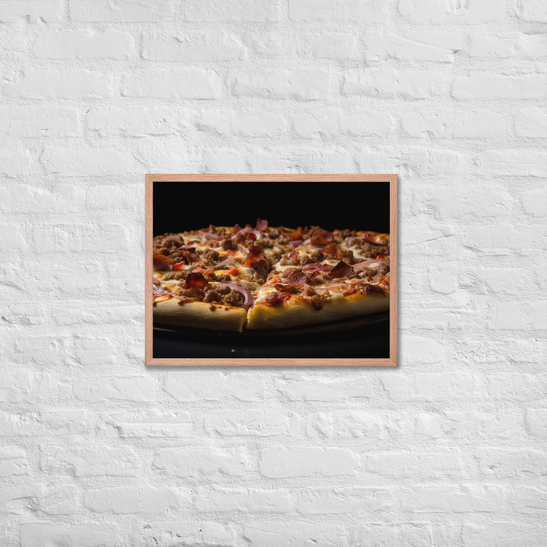 A Loaded Meat Pizza Framed poster 🤤 from Yumify.AI