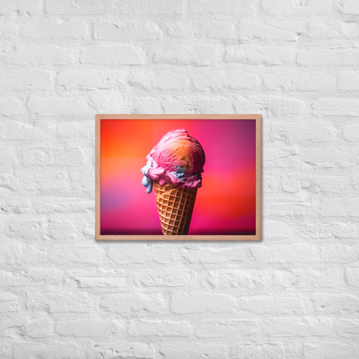 Strawberry Cheesecake Cone Framed poster 🤤 from Yumify.AI