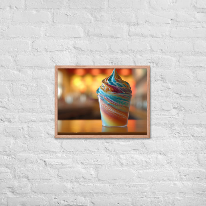 Rainbow Swirl Soft Serve Cup Framed poster 🤤 from Yumify.AI