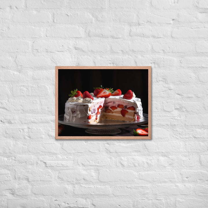 Strawberry Shortcake Ice Cream Cake Framed poster 🤤 from Yumify.AI