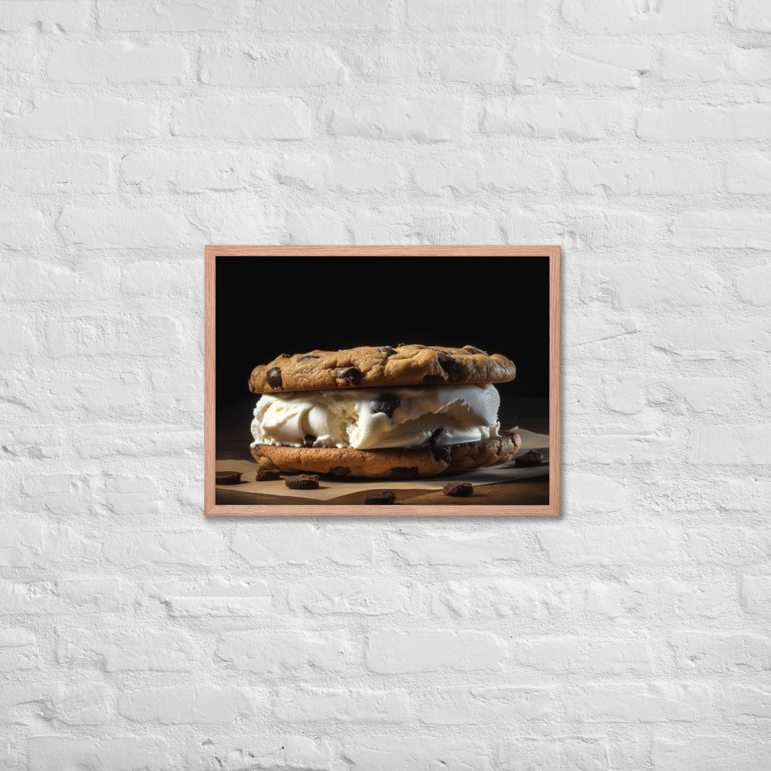 Classic Chocolate Chip Cookie Ice Cream Sandwich Framed poster 🤤 from Yumify.AI