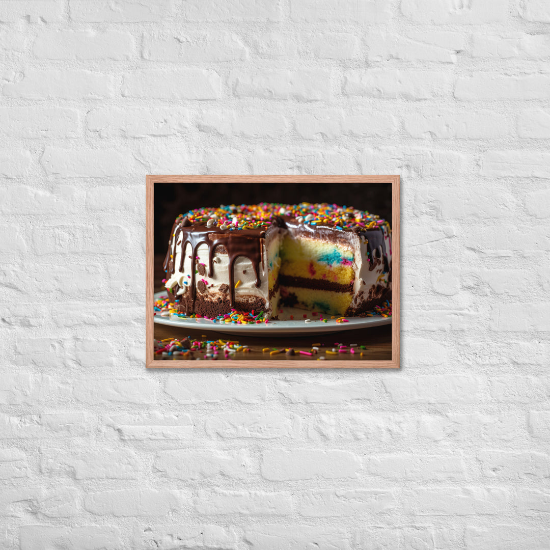 Celebration Ice Cream Cake Framed poster 🤤 from Yumify.AI