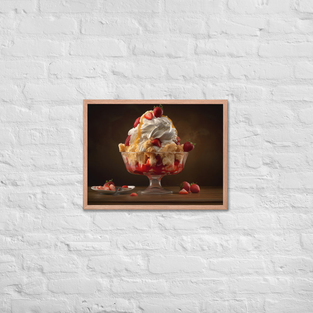 Strawberry Shortcake Sundae Framed poster 🤤 from Yumify.AI