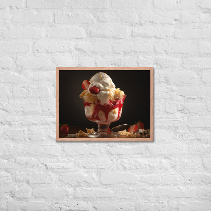 Strawberry Shortcake Sundae Framed poster 🤤 from Yumify.AI