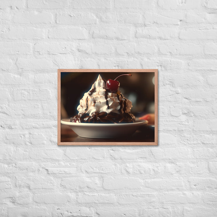 Chocolate Fudge Soft Serve Sundae Framed poster 🤤 from Yumify.AI