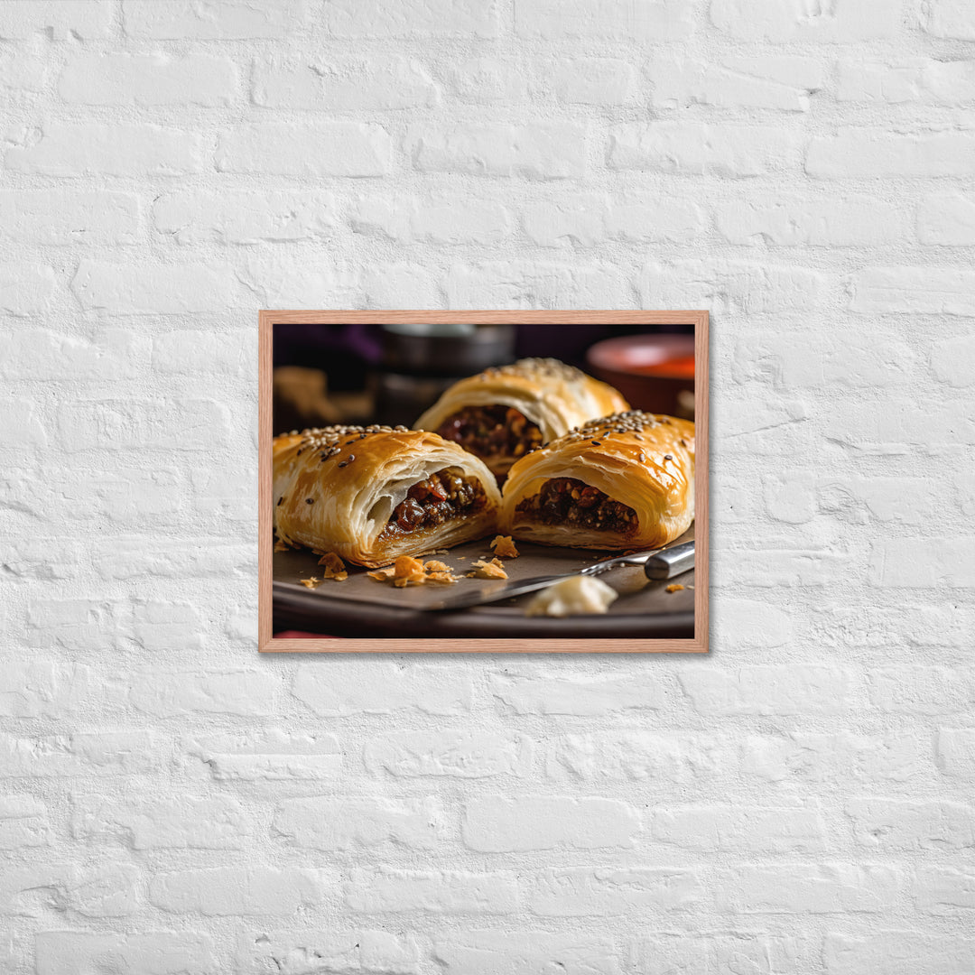 Vegetarian Sausage Roll Framed poster 🤤 from Yumify.AI