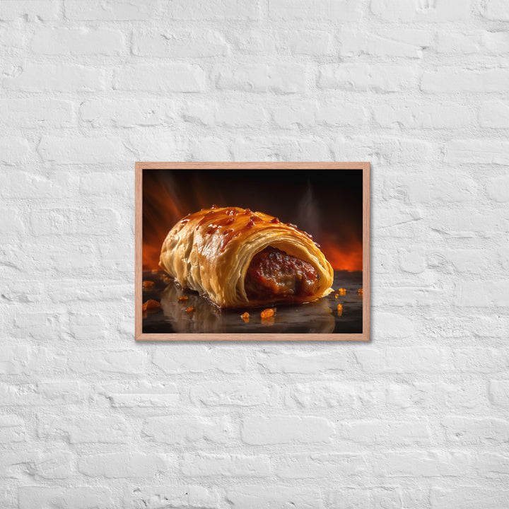 Spicy Sausage Roll Framed poster 🤤 from Yumify.AI