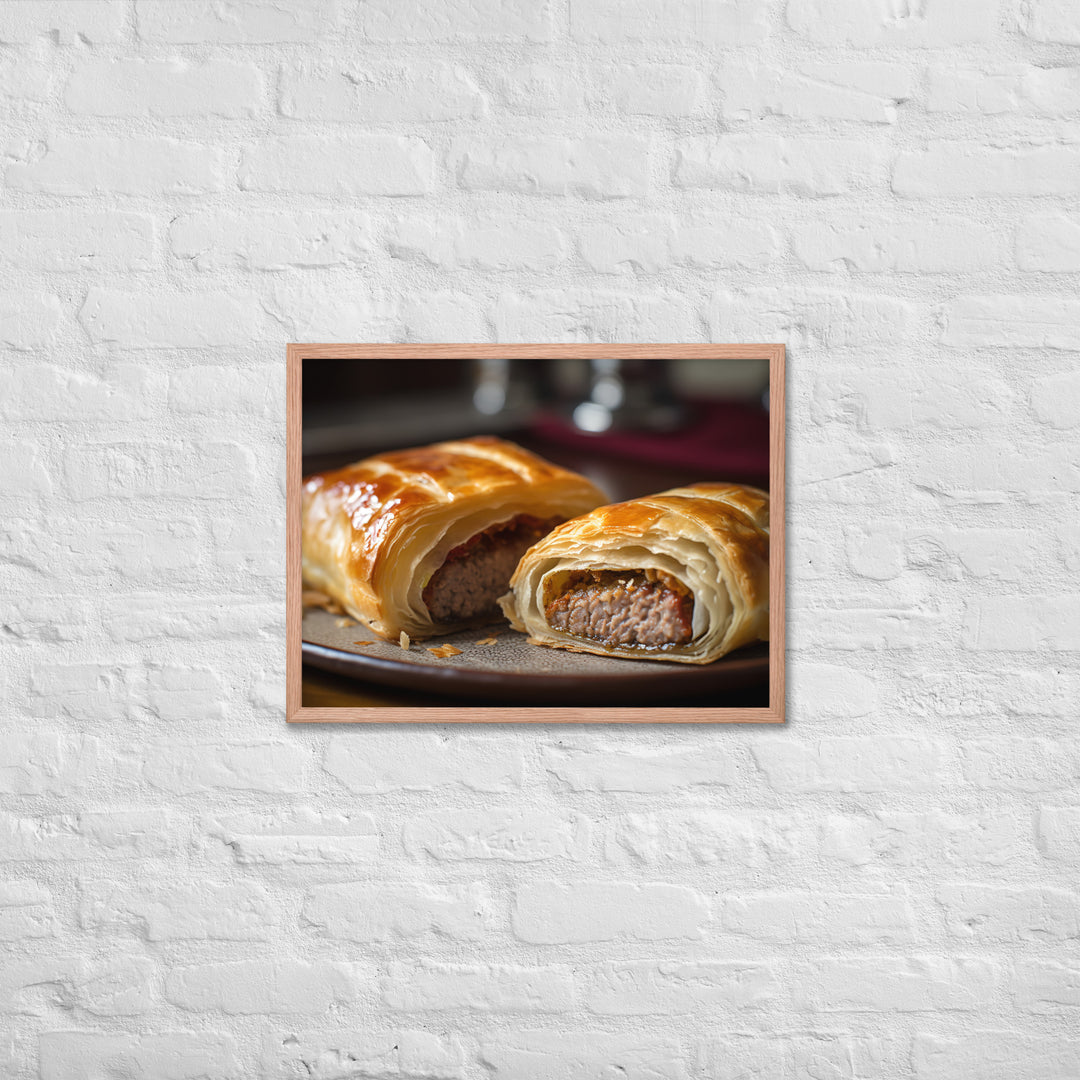 Beef and Onion Sausage Roll Framed poster 🤤 from Yumify.AI