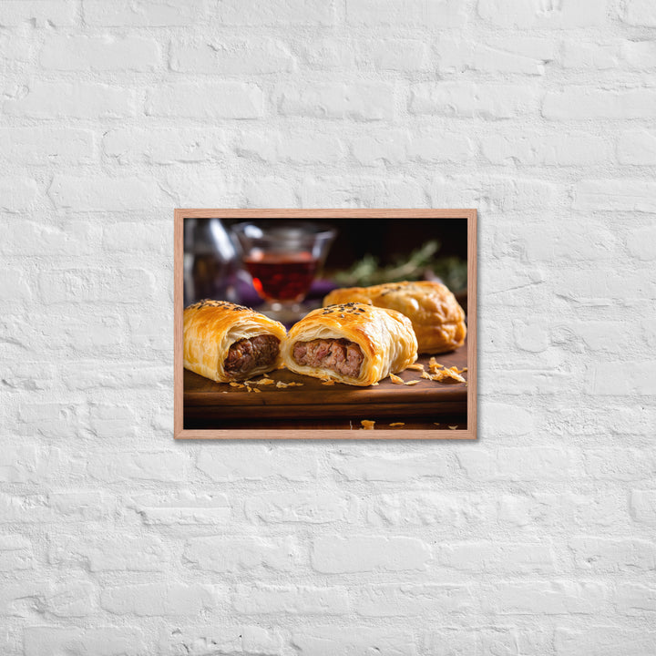 Beef and Onion Sausage Roll Framed poster 🤤 from Yumify.AI