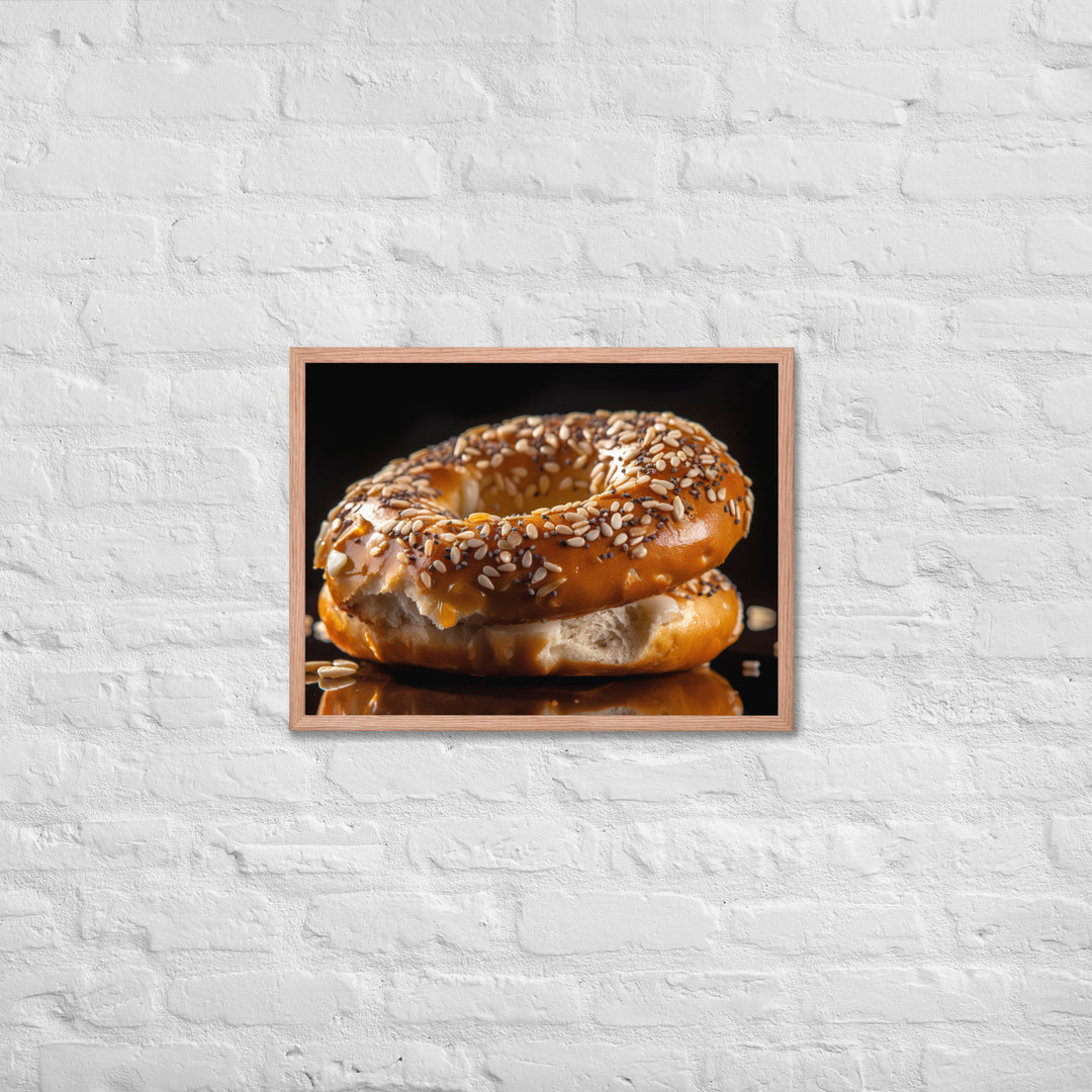 Sesame Bagel Framed poster 🤤 from Yumify.AI