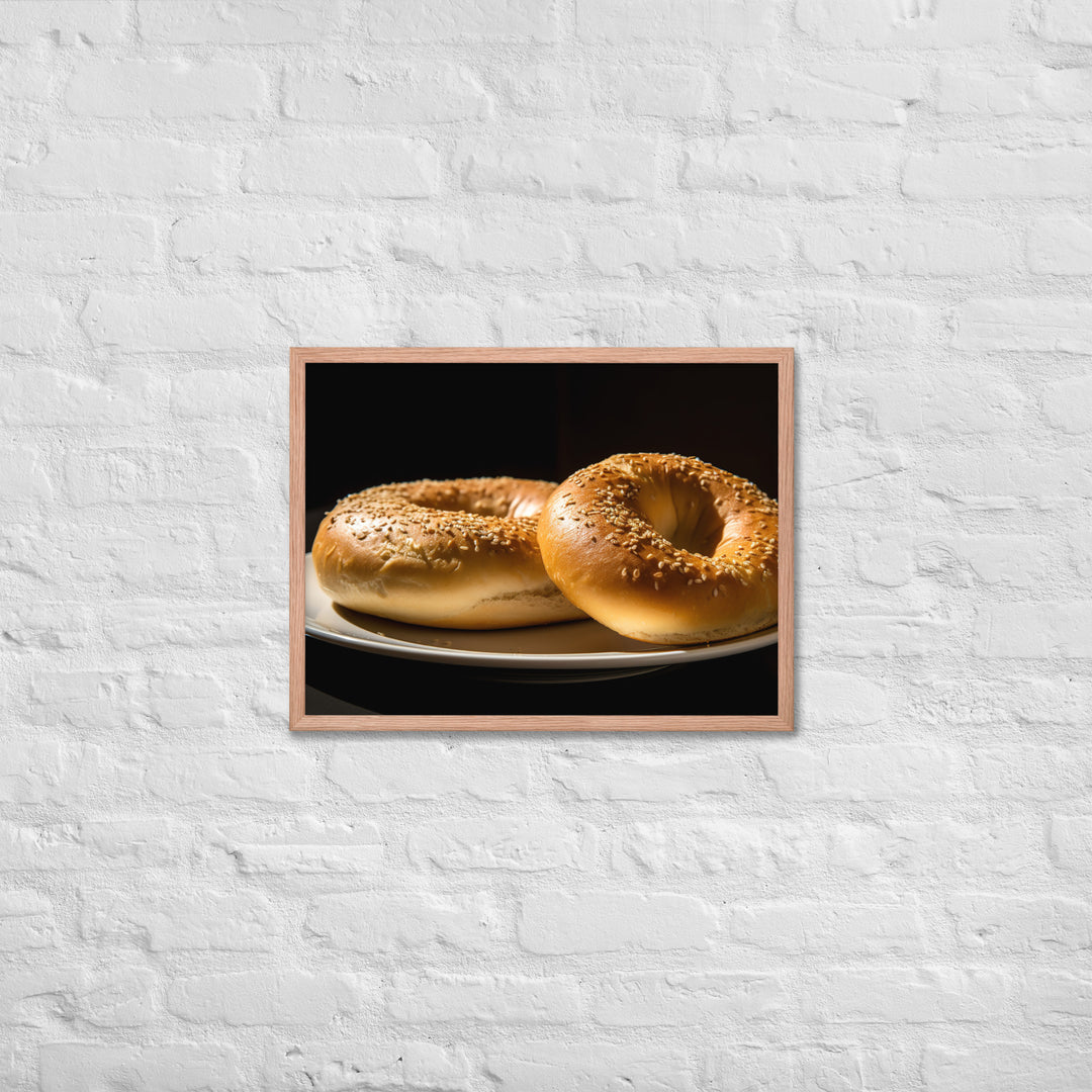 Plain Bagel Framed poster 🤤 from Yumify.AI