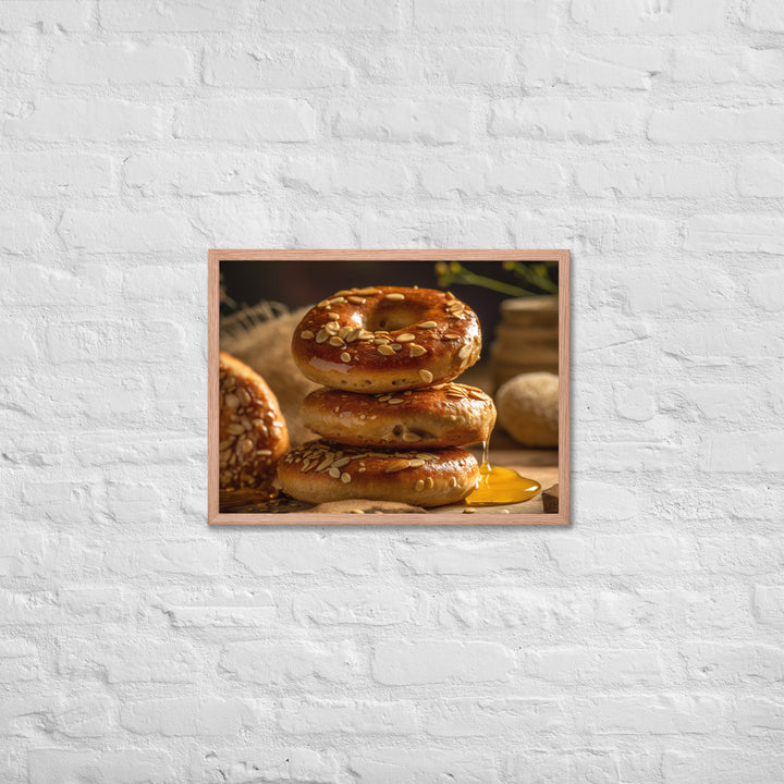 Honey Wheat Bagel Framed poster 🤤 from Yumify.AI