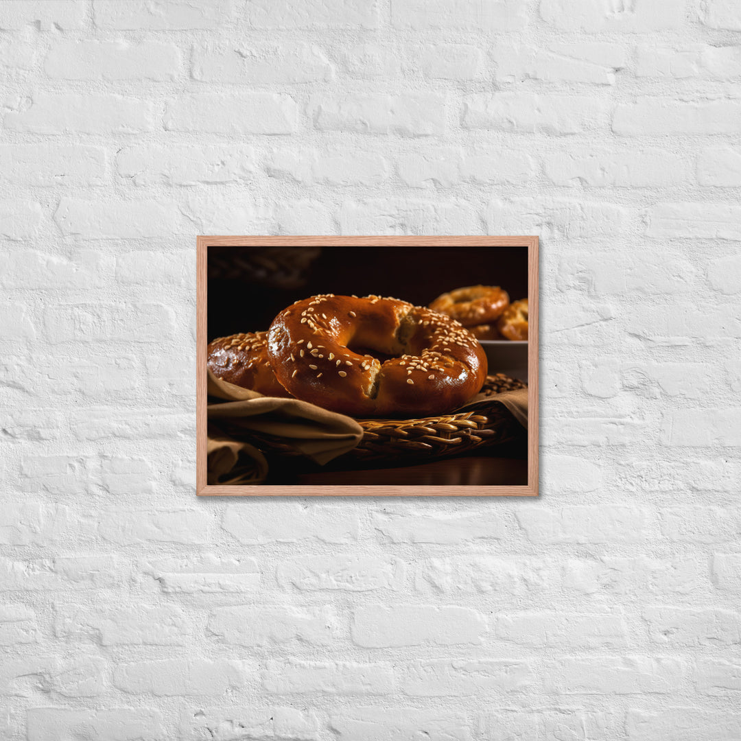 Honey Wheat Bagel Framed poster 🤤 from Yumify.AI