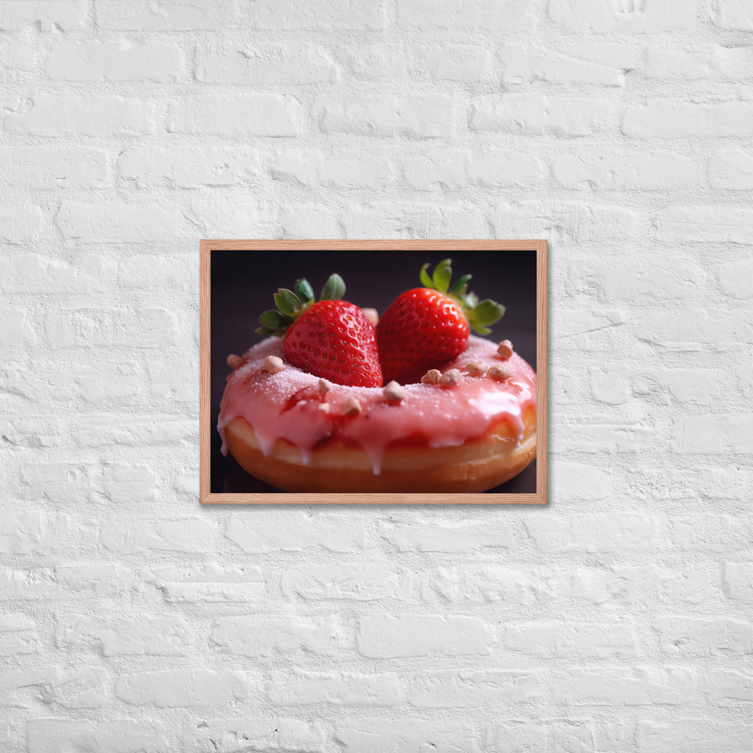 Strawberry Frosted Donut Framed poster 🤤 from Yumify.AI