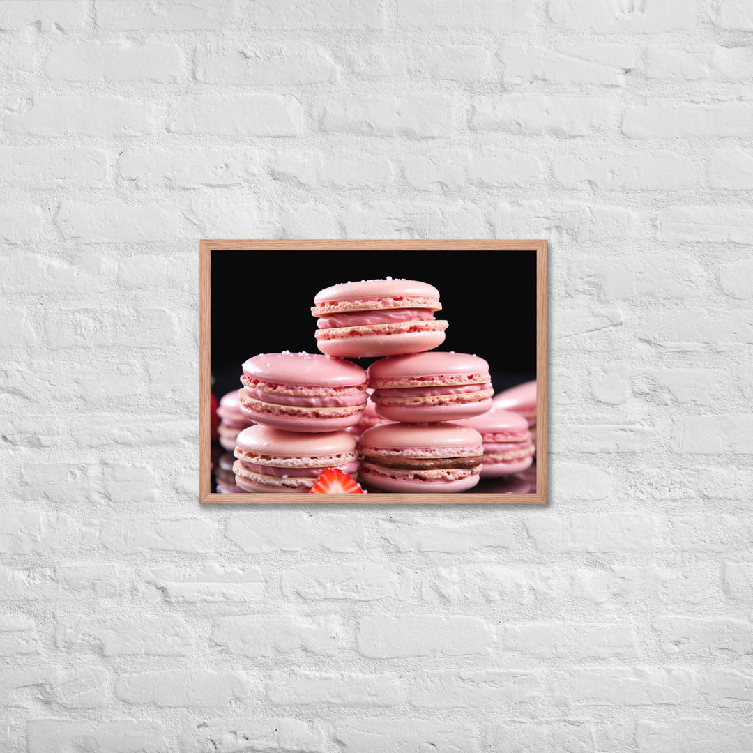 Strawberry Macarons Framed poster 🤤 from Yumify.AI