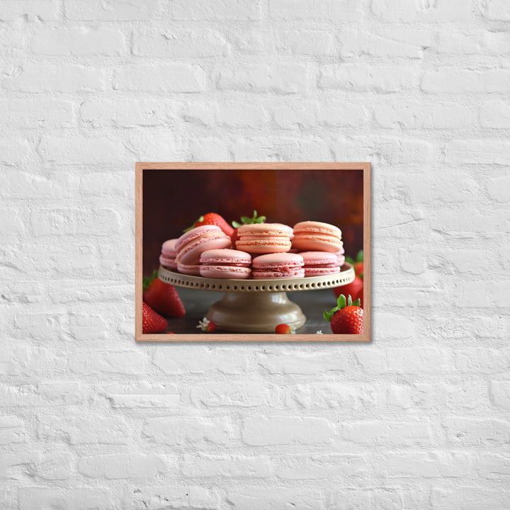 Strawberry Macarons Framed poster 🤤 from Yumify.AI