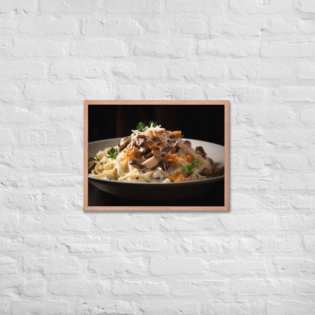 Pasta dish featuring Parmesan cheese Framed poster 🤤 from Yumify.AI