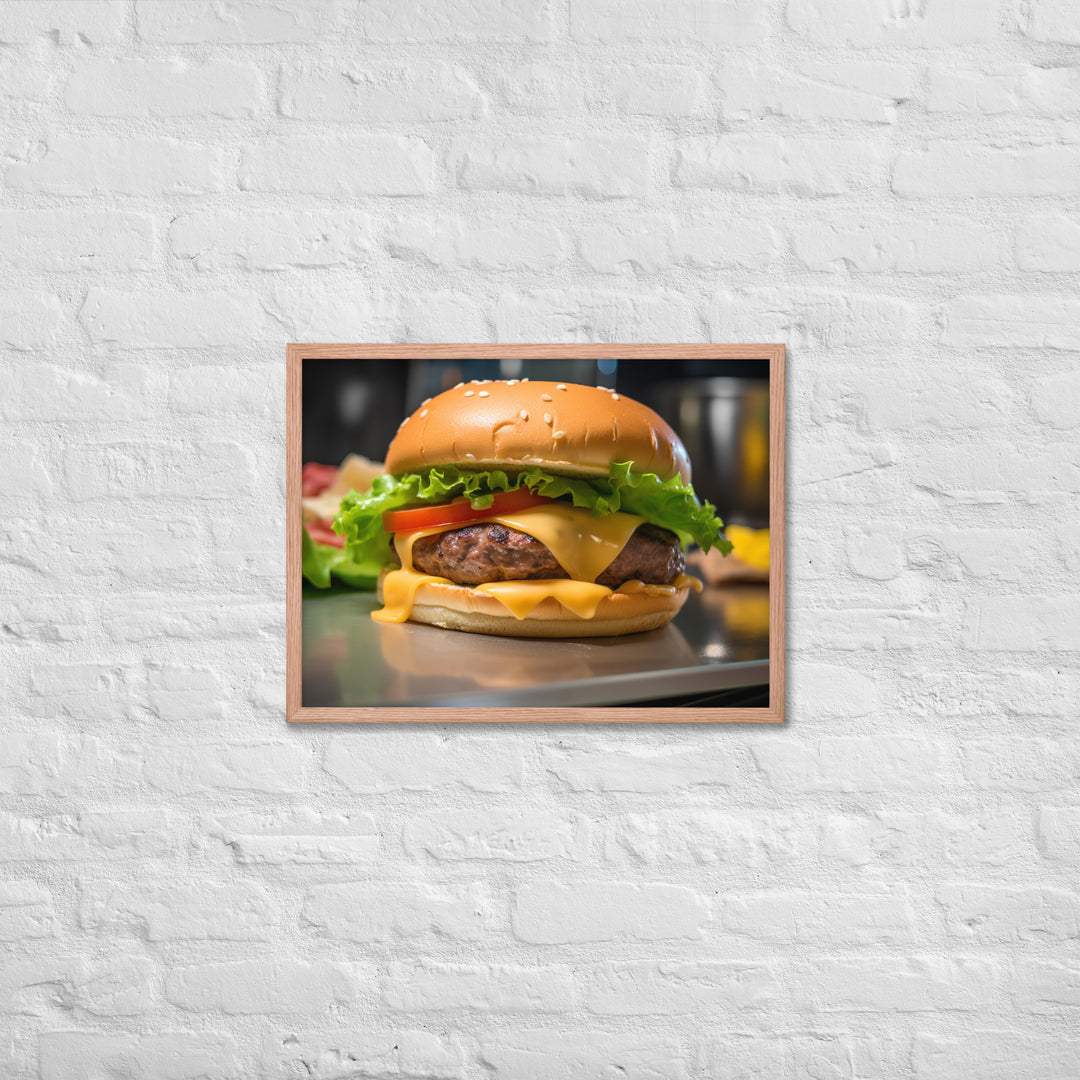 Cheddar Stuffed Burger Framed poster 🤤 from Yumify.AI