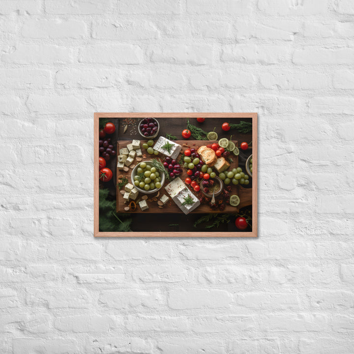 Beautiful spread of feta cheese cubes Framed poster 🤤 from Yumify.AI