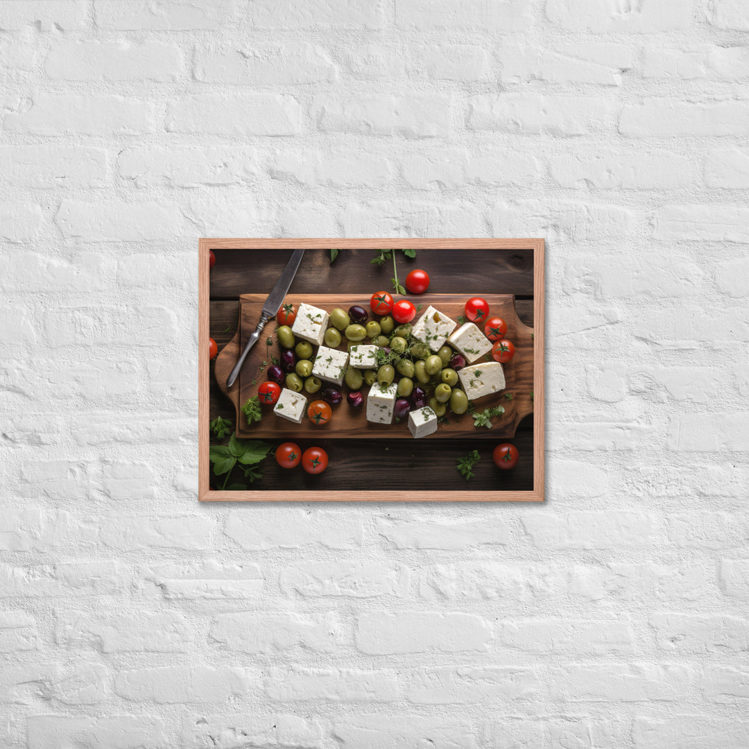 Beautiful spread of feta cheese cubes Framed poster 🤤 from Yumify.AI