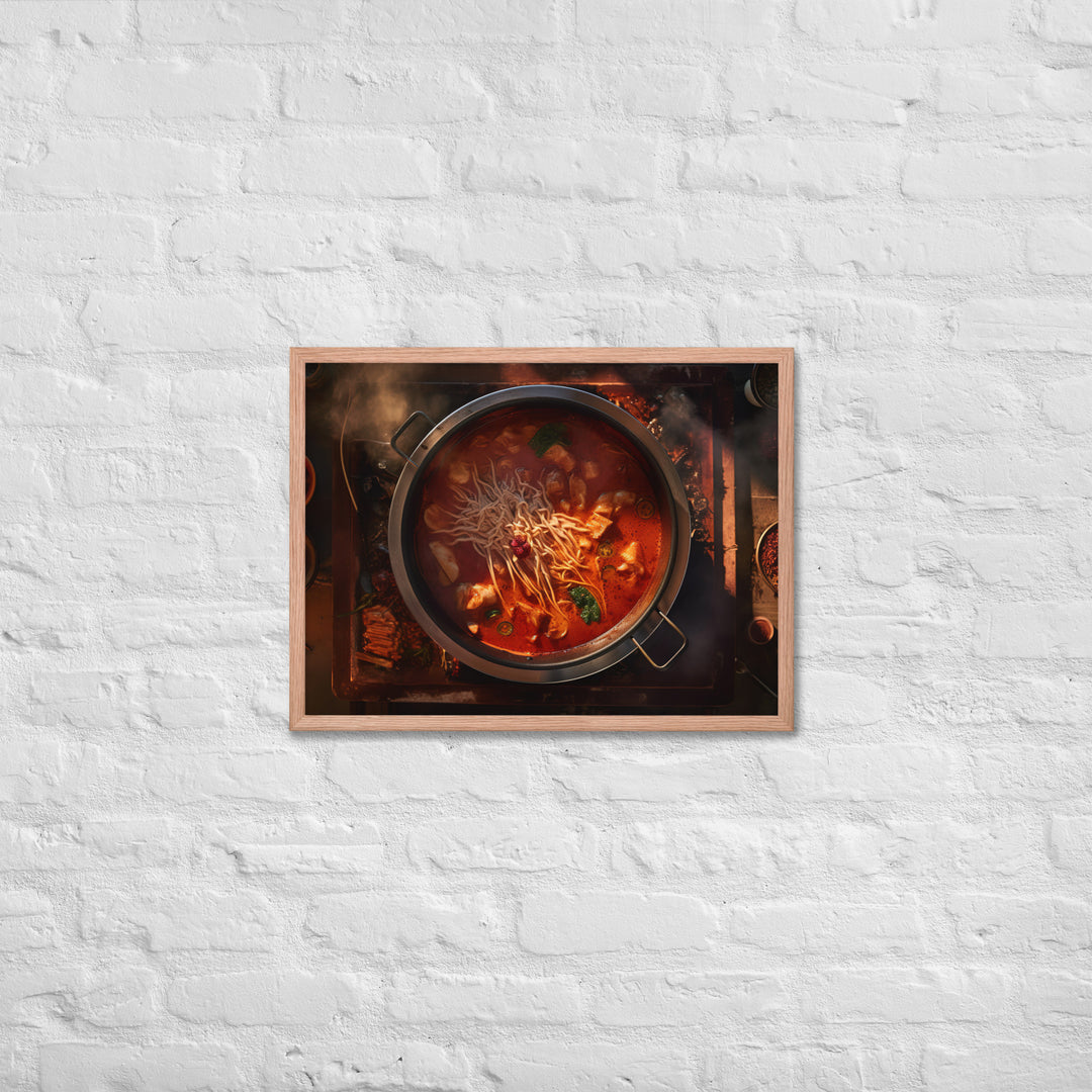 A hot pot filled with Kimchi Framed poster 🤤 from Yumify.AI