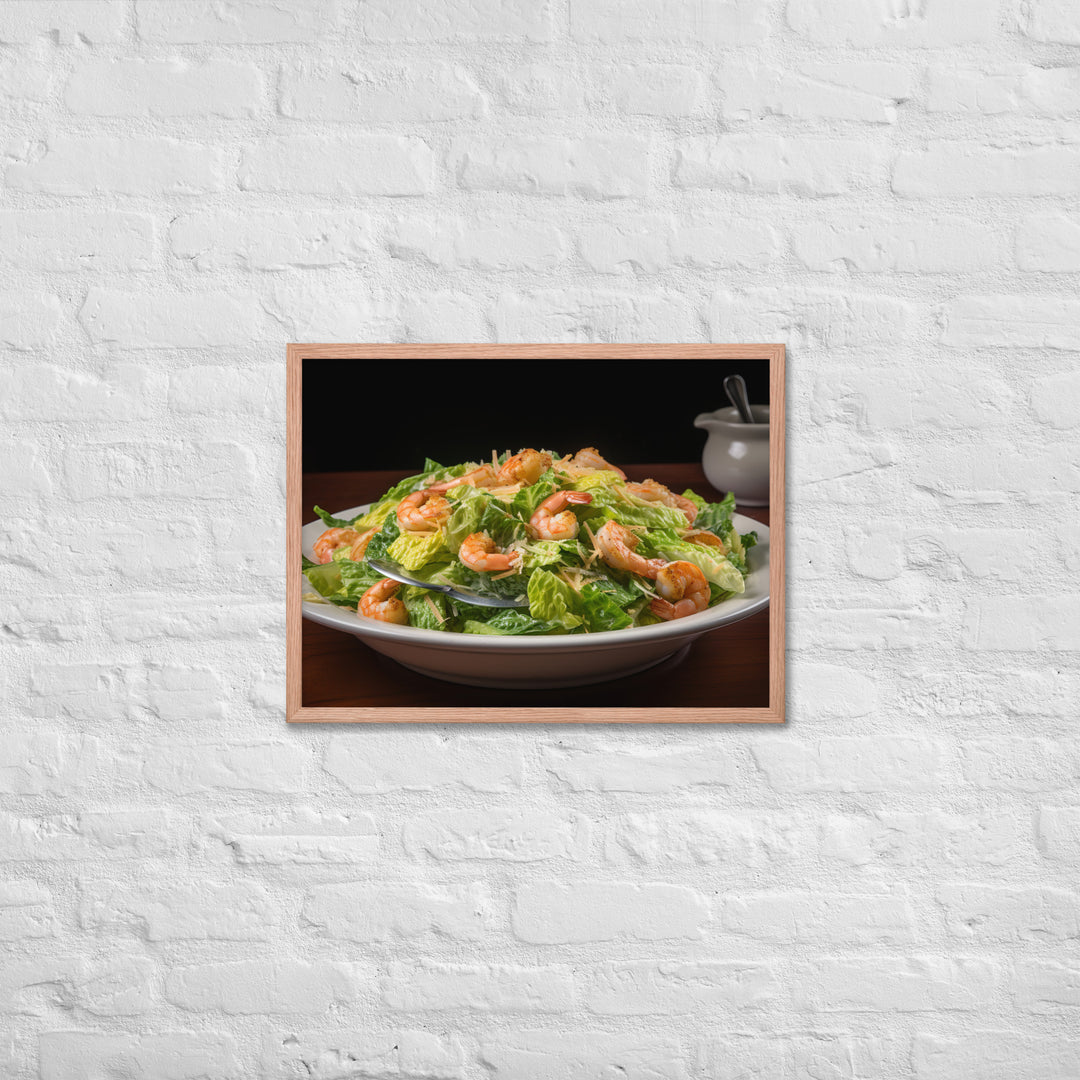 Shrimp Caesar salad Framed poster 🤤 from Yumify.AI