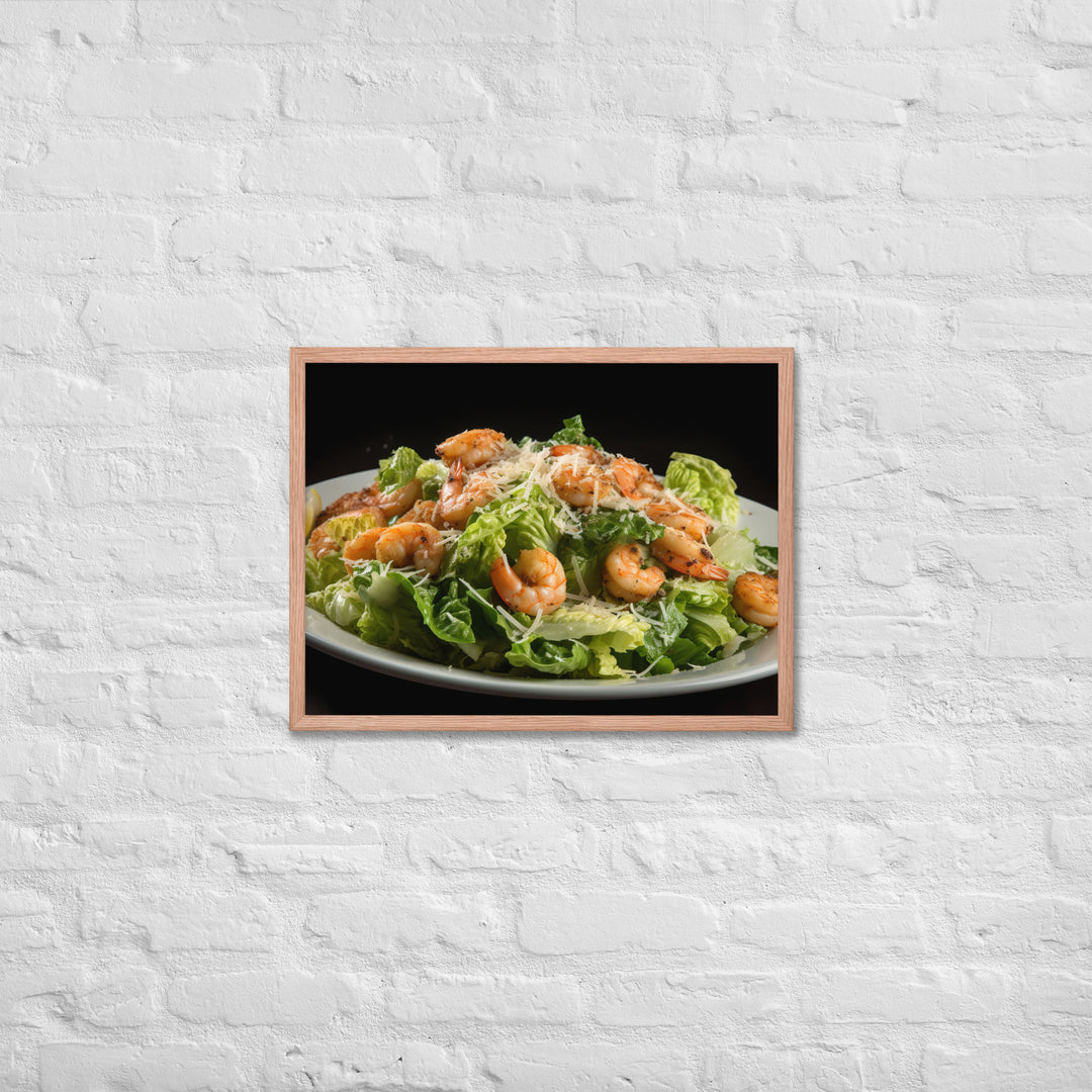 Shrimp Caesar salad Framed poster 🤤 from Yumify.AI