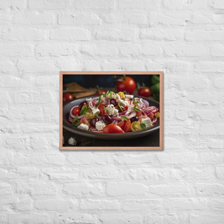 Classic Greek salad with ripe cherry tomatoes Framed poster 🤤 from Yumify.AI