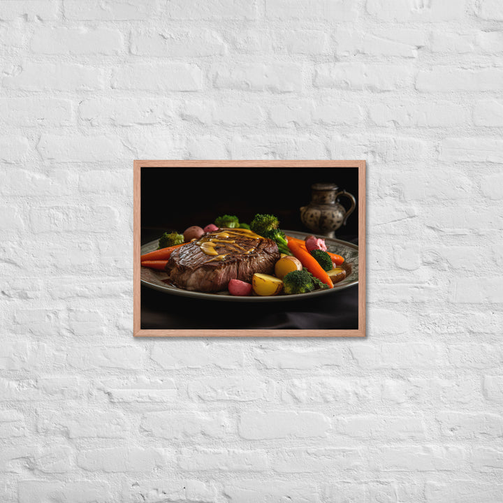 Tender Sirloin Steak with Roasted Vegetables Framed poster 🤤 from Yumify.AI