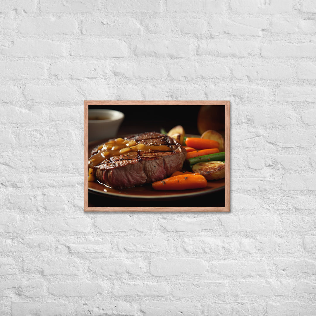 Tender Sirloin Steak with Roasted Vegetables Framed poster 🤤 from Yumify.AI