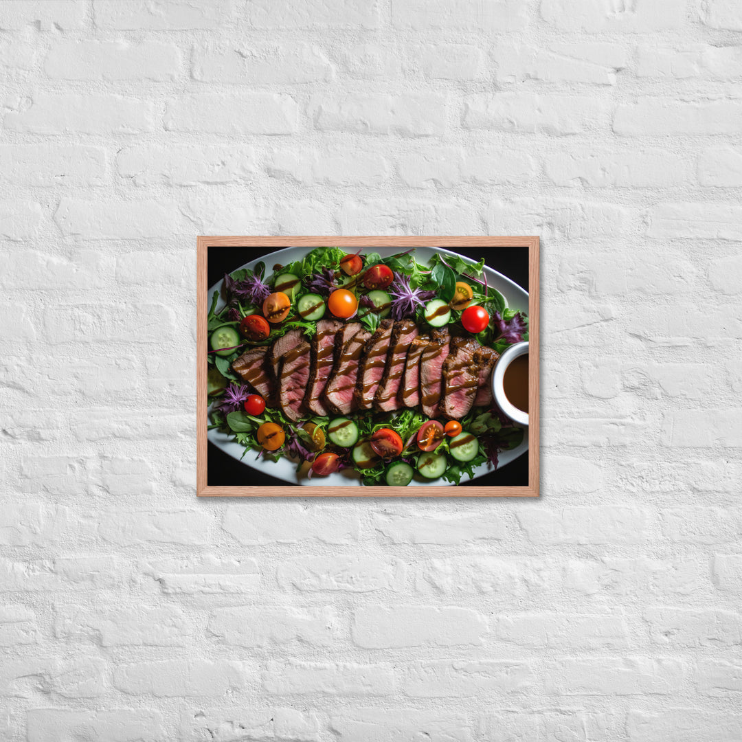 Sirloin Steak Salad with Balsamic Vinaigrette Framed poster 🤤 from Yumify.AI